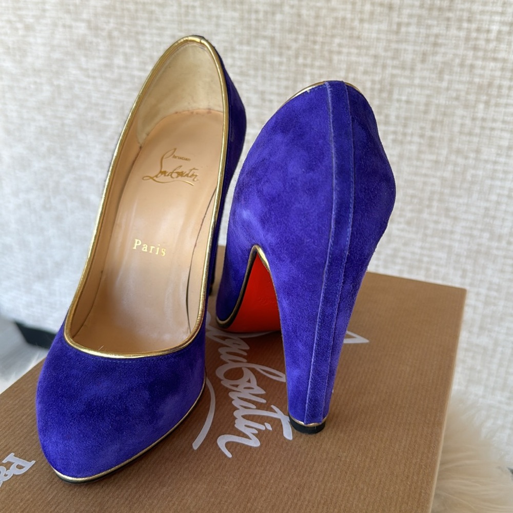 CHRISTIAN LOUBOUTIN LOULOUPUMP 100 VEAU VELOURS/PIPING
